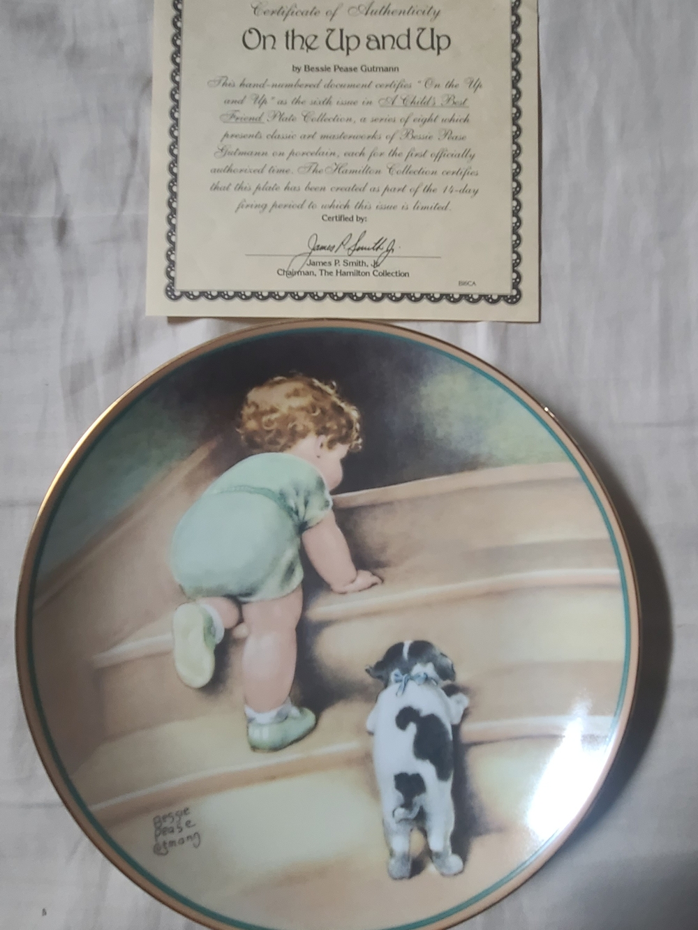 Collector Decorative Plate "On the Up and Up" with Certificate